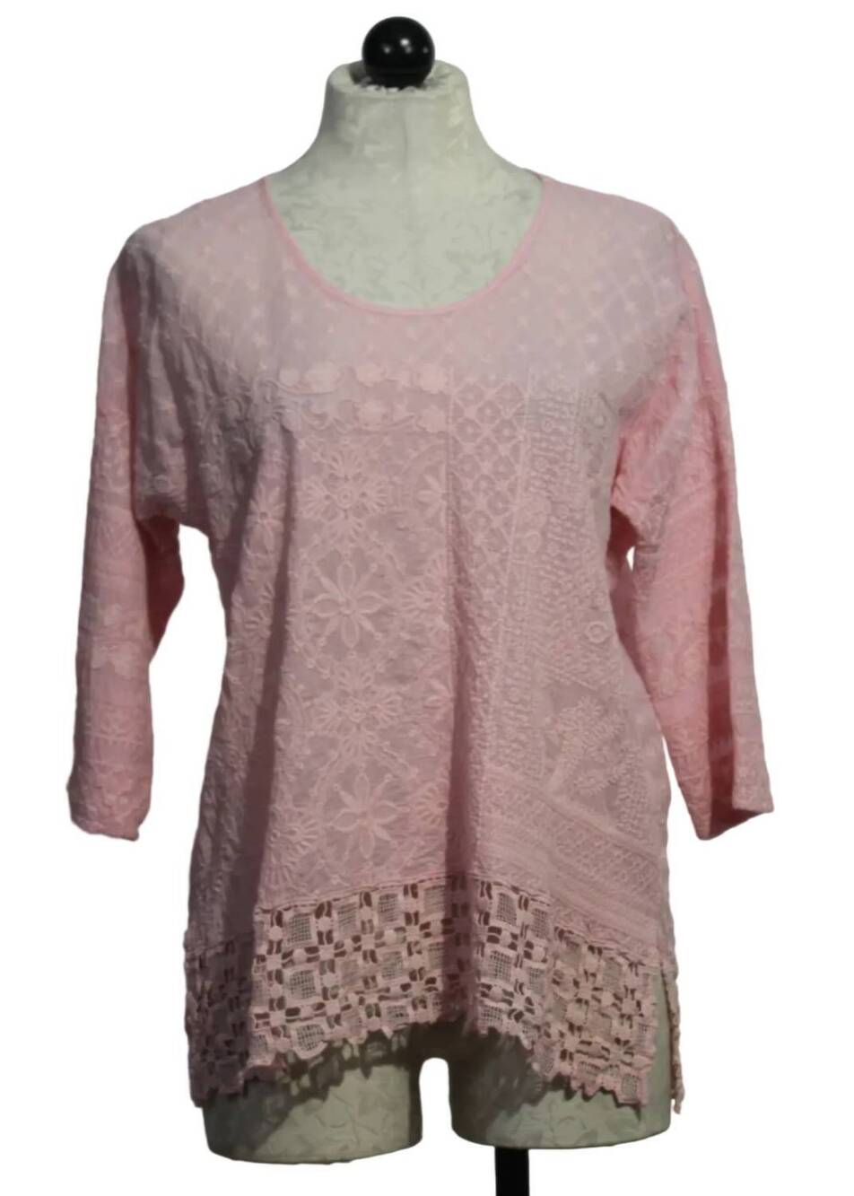 NEW JOHNNY WAS women's zora stitch work blouse in romance rose